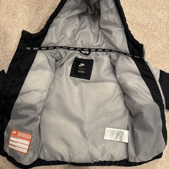 Nike Coat Toddler Boys 4T Puffer Jacket Black Gray Sportswear Colorblock Hooded - Picture 3 of 5
